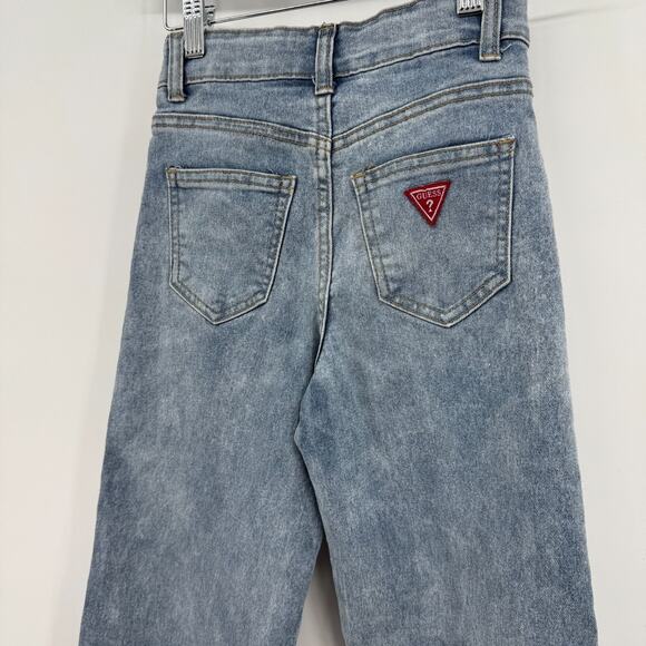 GUESS‎ 90s Y2K Trendy Vtg Light Colored Jeans Girls Size 8 Cuffed Pants Logo - Picture 7 of 11